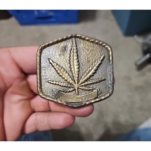 unbranded Other - 70's Marijuana Leaf Acapulco Gold Belt Buckle With Marijuana